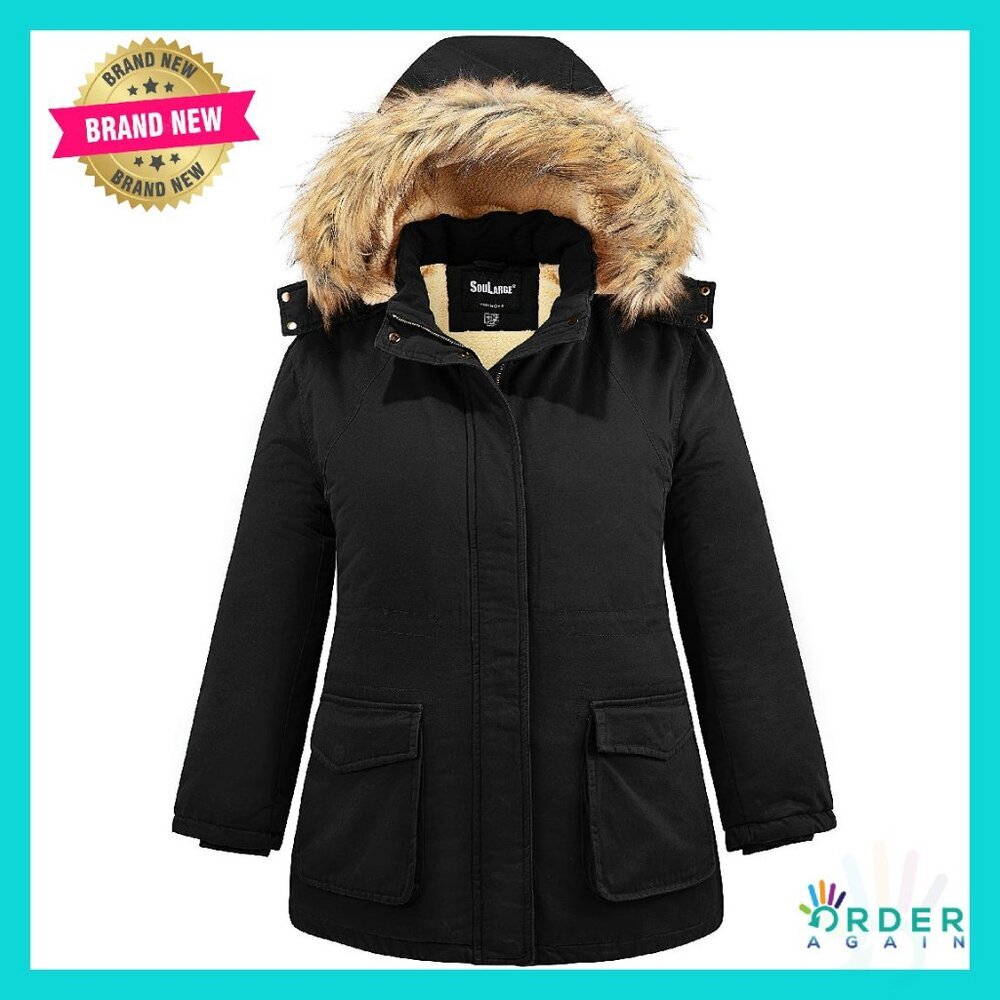 Winter Sherpa Lined Jacket Detachable Hood Plus Size Cozy Oversized Chic